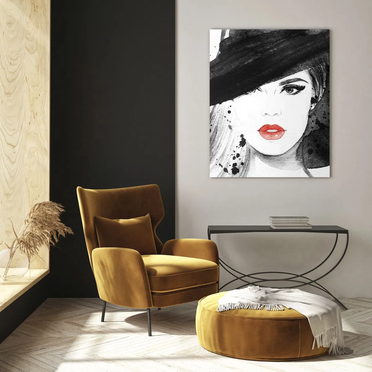 Glass picture - Lady in Black - 70x100 cm