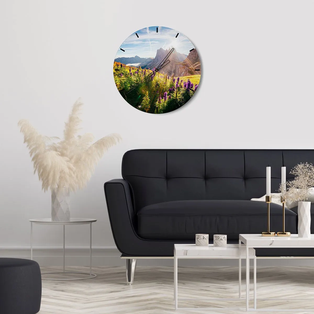 Wall clock - Clock on glass - Secret Life of Herbs - 40x40 cm