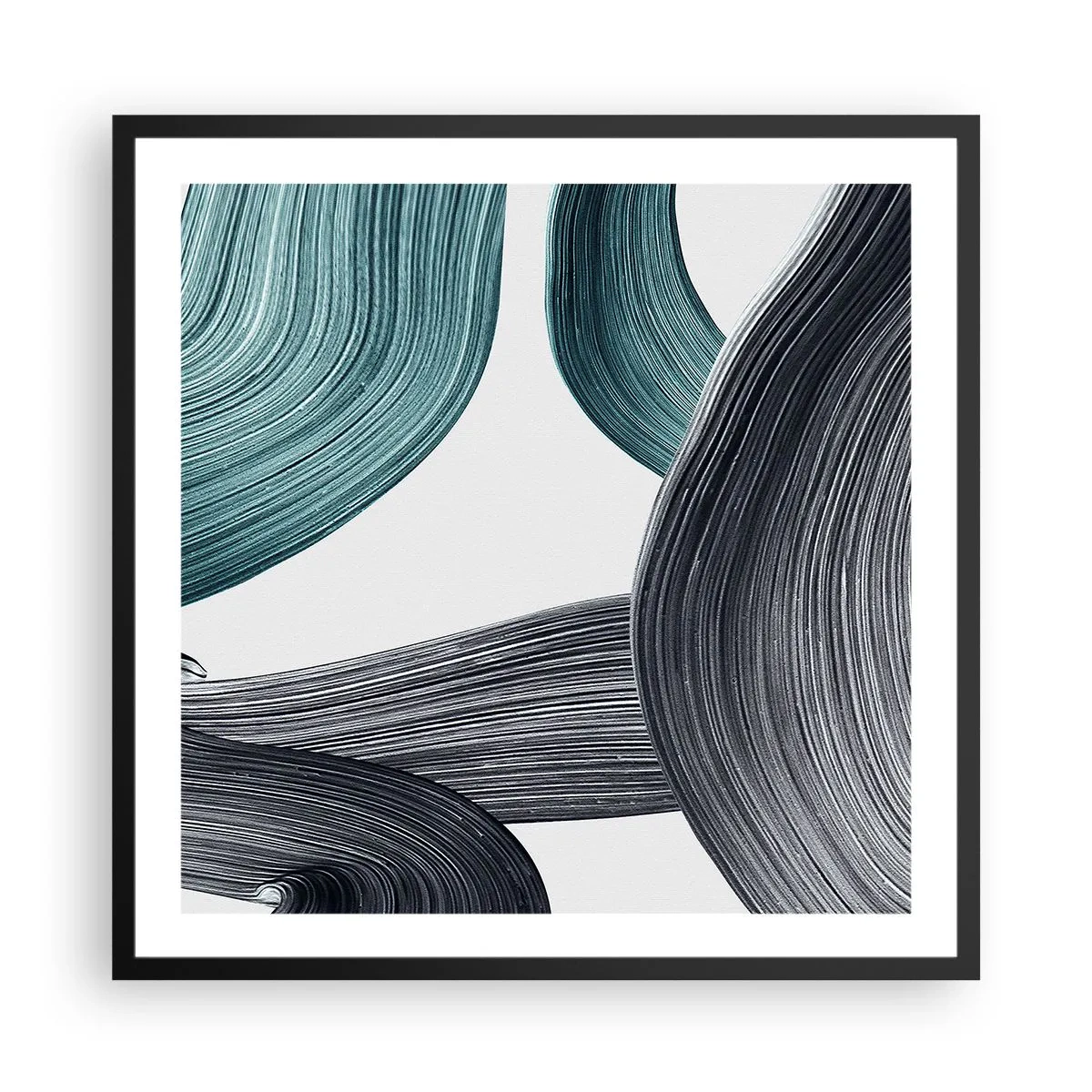 Poster in black frame - Emerald and Black Trails - 60x60 cm