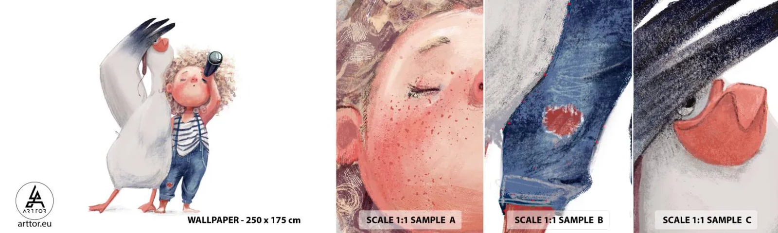 Photo Wallpaper Sample Standard Eco - Plan of a Great Journey - For children, Friendship, Girl - 100x30 cm