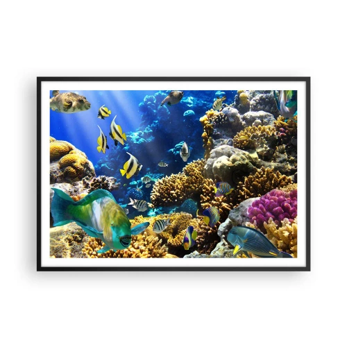 Poster in black frame - Big Traffic to Holiday Destination - 100x70 cm