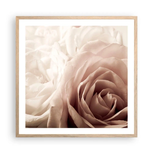 Poster in light oak frame - In the Heart of a Rose - 60x60 cm