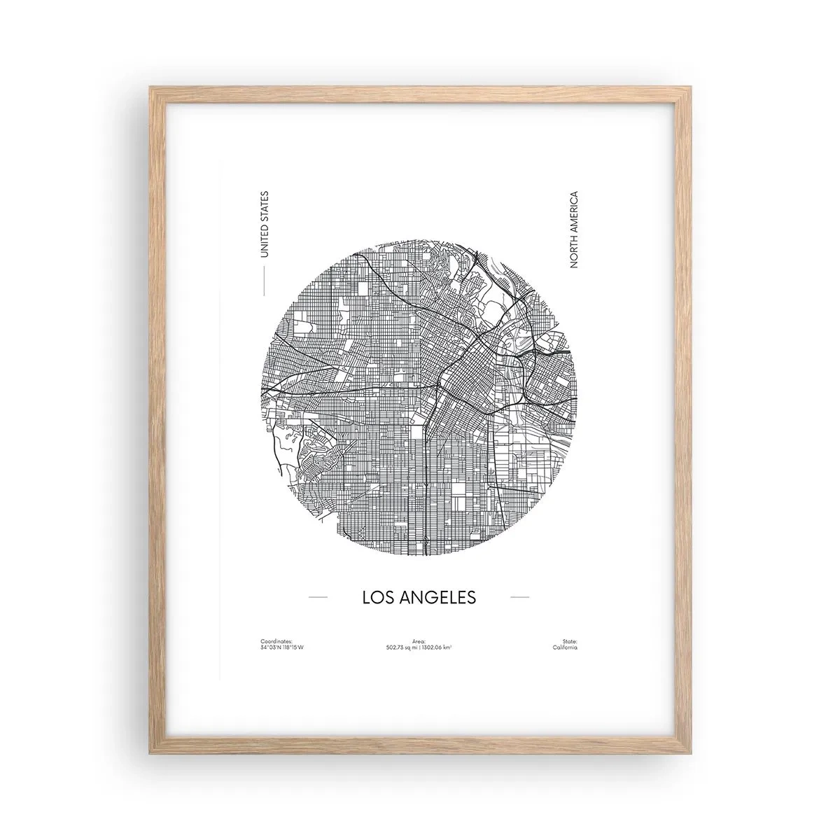 Poster in light oak frame - Anatomy of Los Angeles - 40x50 cm