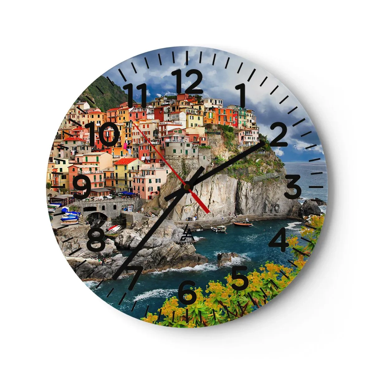 Wall clock - Clock on glass - Hugging the Rocks - 40x40 cm