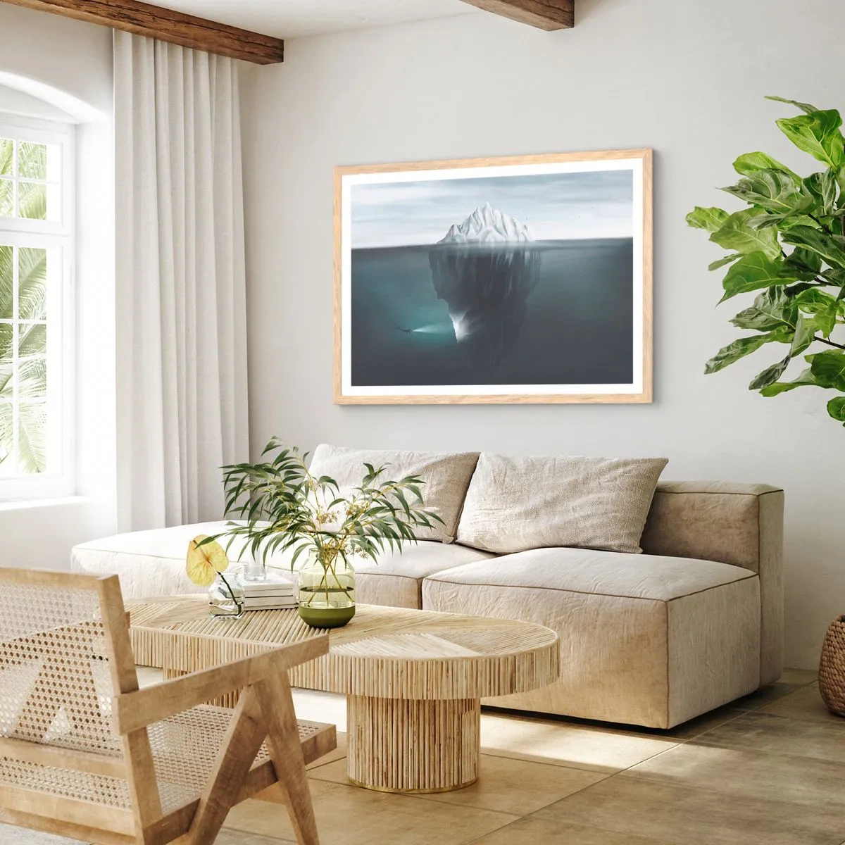 Poster in light oak frame - Underwater Secret - 50x40 cm