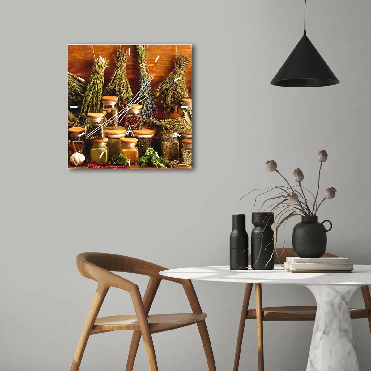 Wall clock - Clock on glass - Kitchen Magic - 30x30 cm