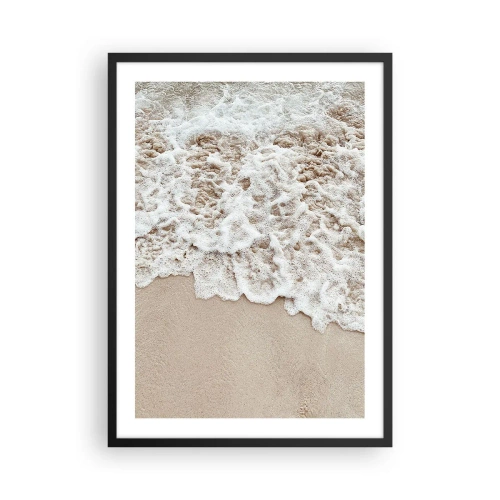 Poster in black frame - Gentle waves crashing onto the sand of the beach - 50x70cm - Be Right Back - Modern wall decoration for the living room and bedroom ARTTOR
