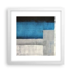 Poster in white frmae - Poetic Composition of Blue and Grey - 30x30 cm