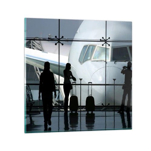 Glass picture - Via a Vis at the Aiport - 30x30 cm
