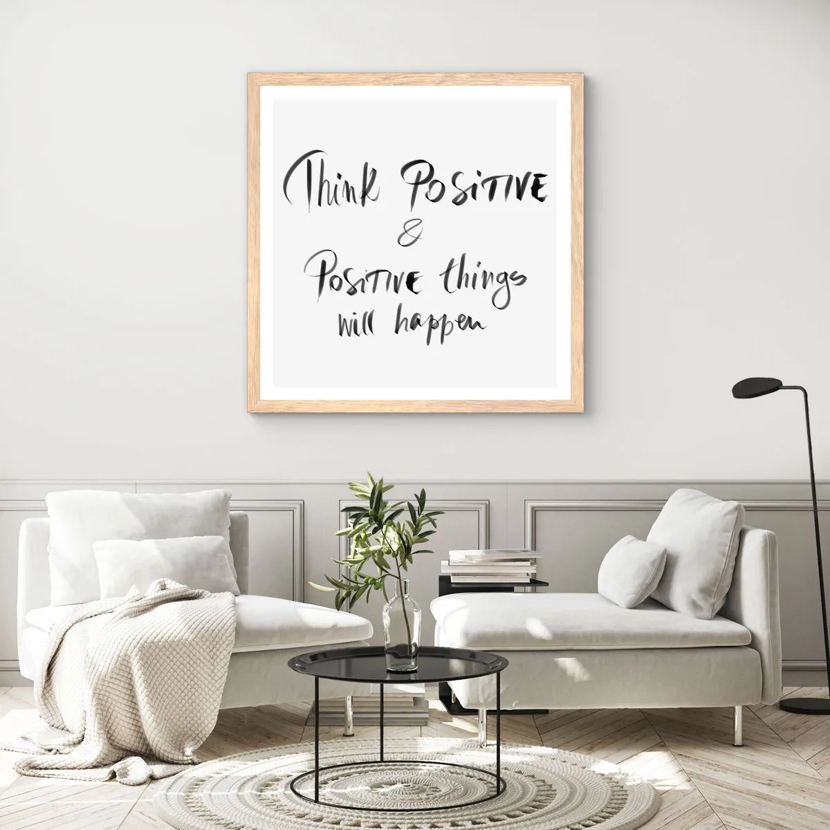 Poster in light oak frame - How to Live? - 40x40 cm
