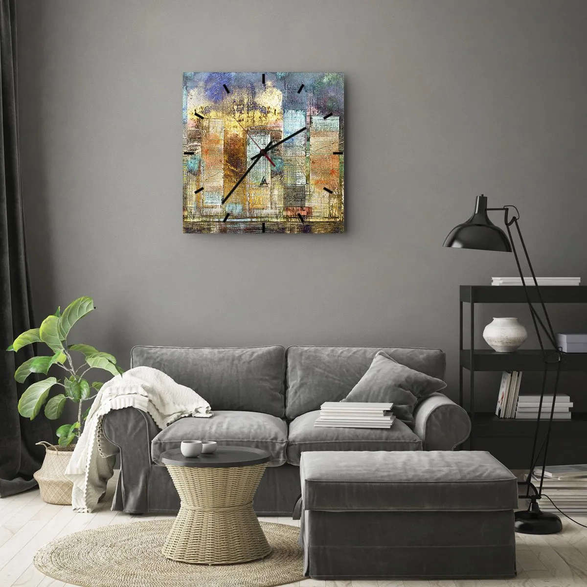 Wall clock - Clock on glass - Sunny Metropolis - 30x30 cm