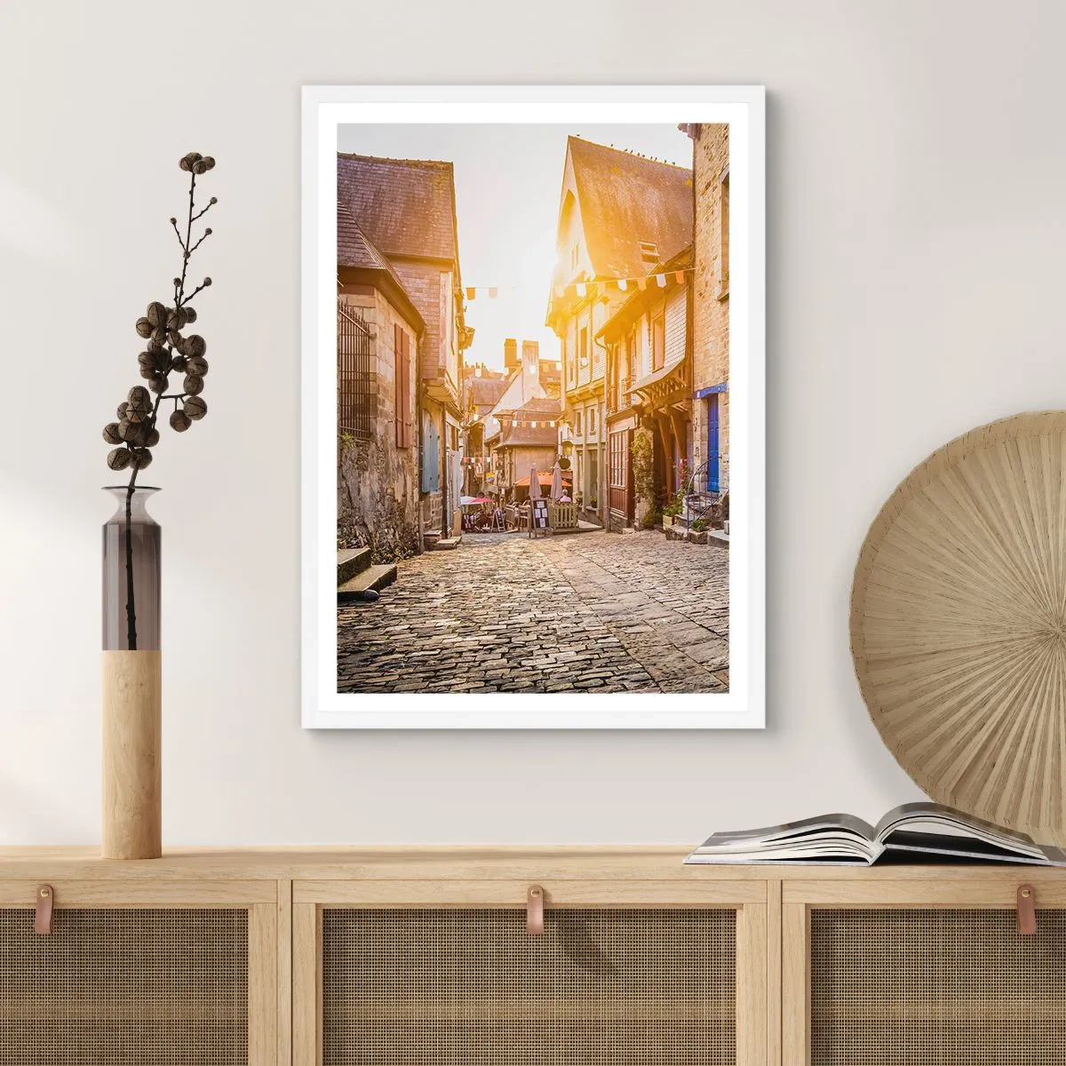 Poster in white frmae - White Spirit of a Town - 70x100 cm