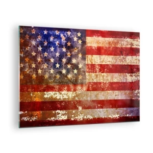 Glass picture - Rusty American flag - 70x50cm - Glory Does Not Pass - Modern wall decoration for the living room and bedroom ARTTOR