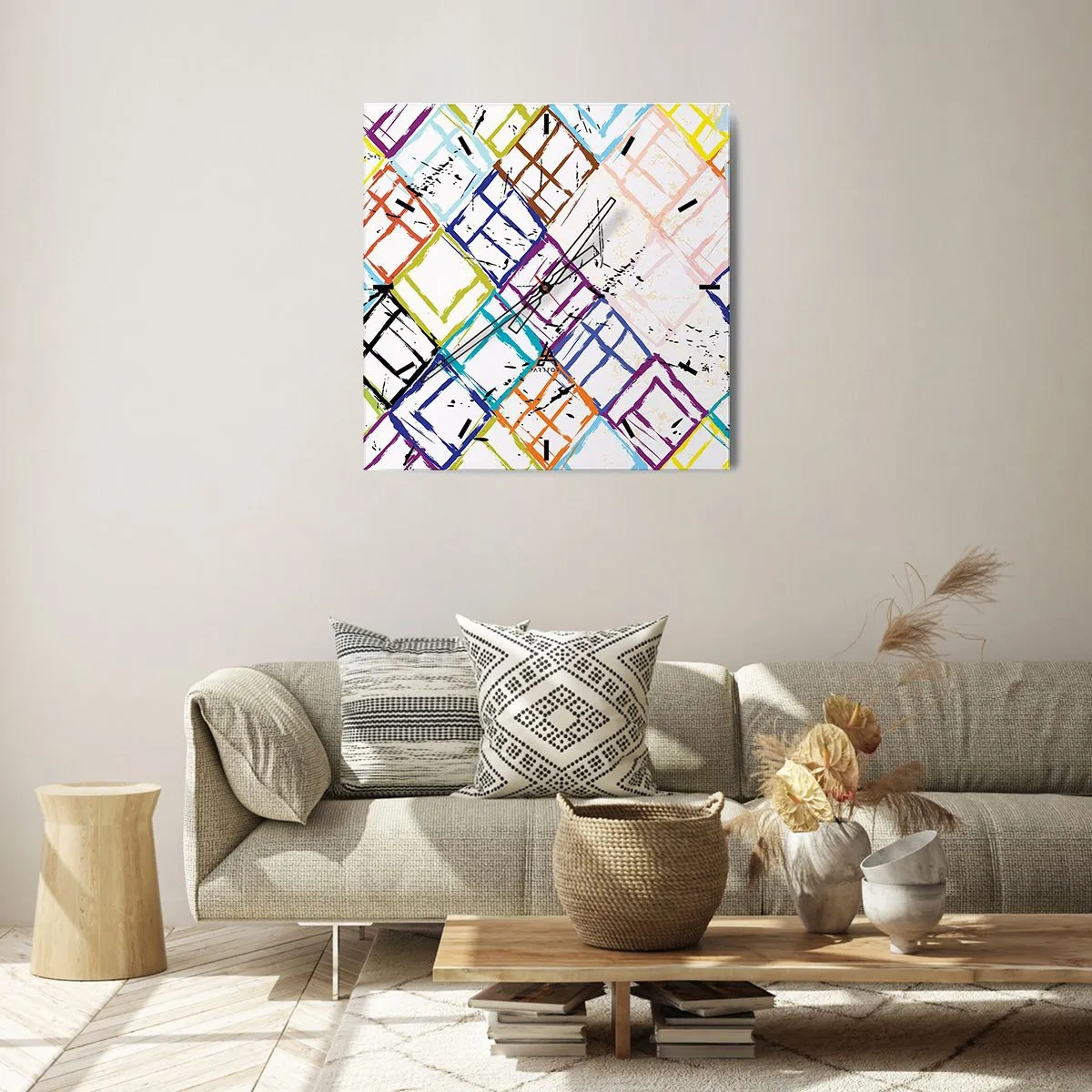 Wall clock - Clock on glass - Cells to Rent - 30x30 cm