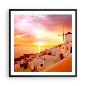 Poster in black frame - Melting in White and Gold - 60x60 cm