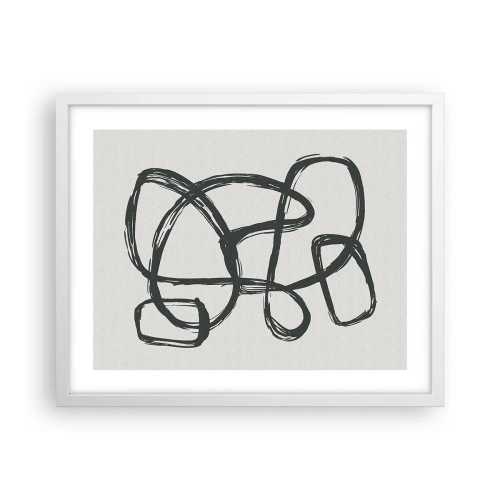 Poster in white frmae - Abstract in Loops - 50x40 cm