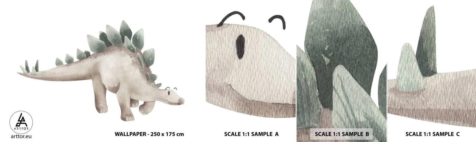 Photo Wallpaper Sample Self-Adhesive Deluxe Sticker - Your Friend - Dinosaur, Children's, Stegosaurus - 100x30 cm