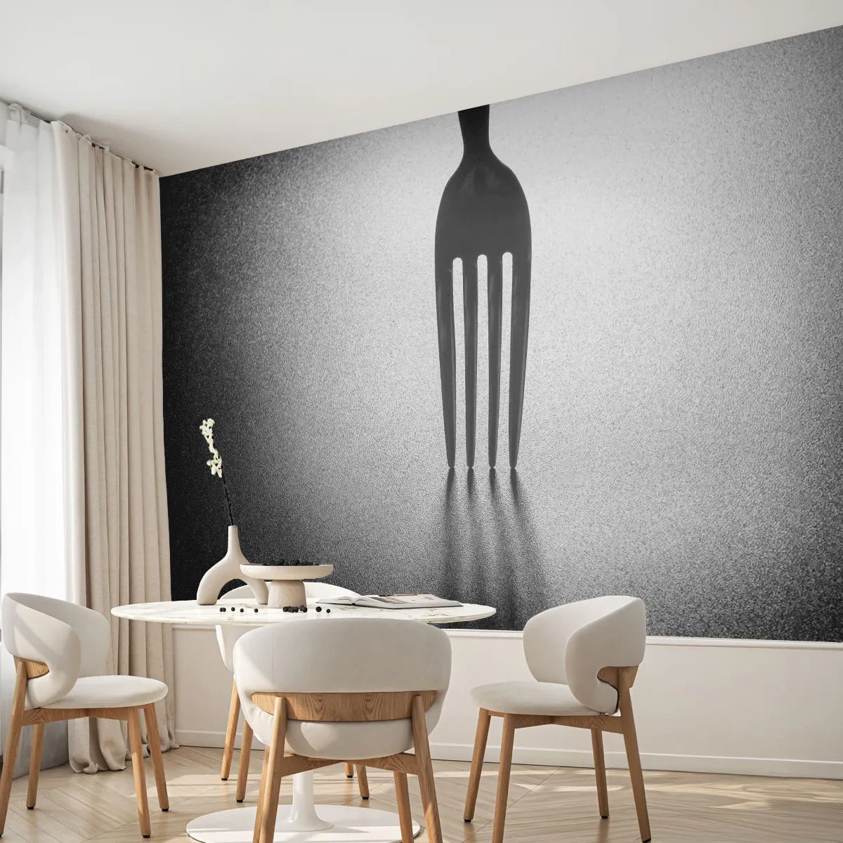 Photo Wallpaper Premium Sand - Light and Shade - Fork, Cutlery, Kitchen - 500x350 cm
