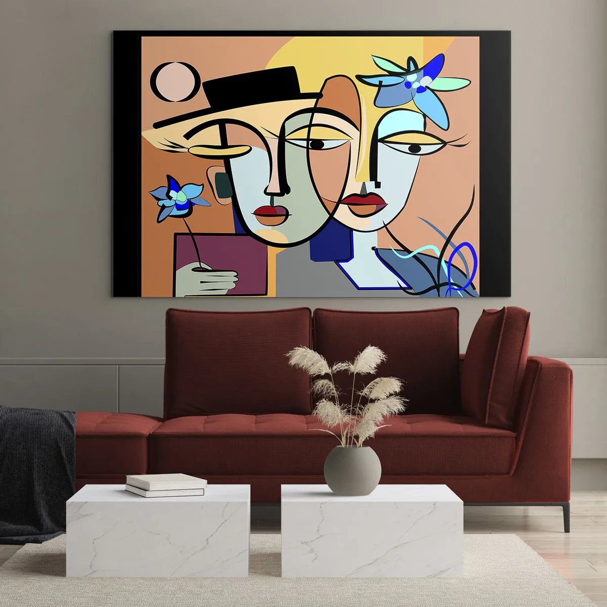 Glass picture - Rendez-vous Picasso Style - 120x80 cm