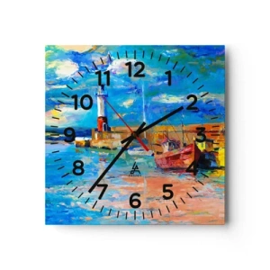 Wall clock - Clock on glass - Afternoon in a Rainbow Bay - 30x30 cm