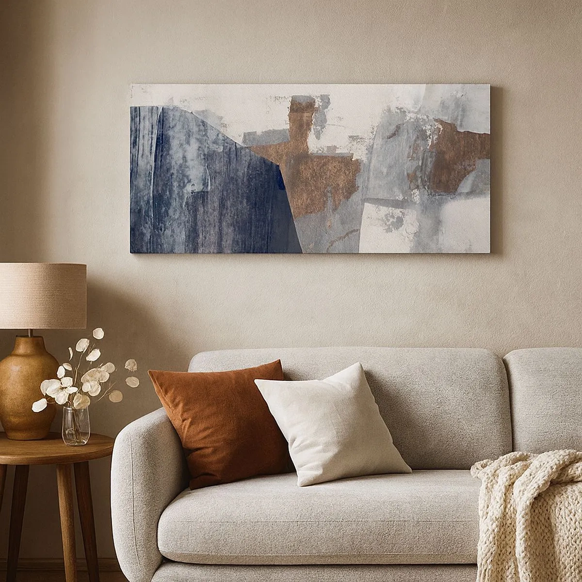 Canvas picture - Blue and Brown Shapes - 100x40 cm