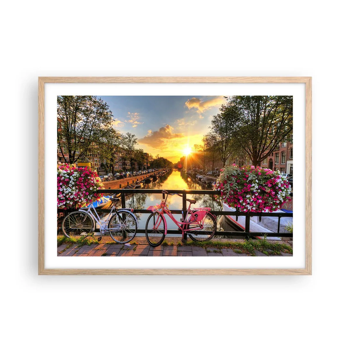 Poster in light oak frame - Spring Morning in Amsterdam - 70x50 cm