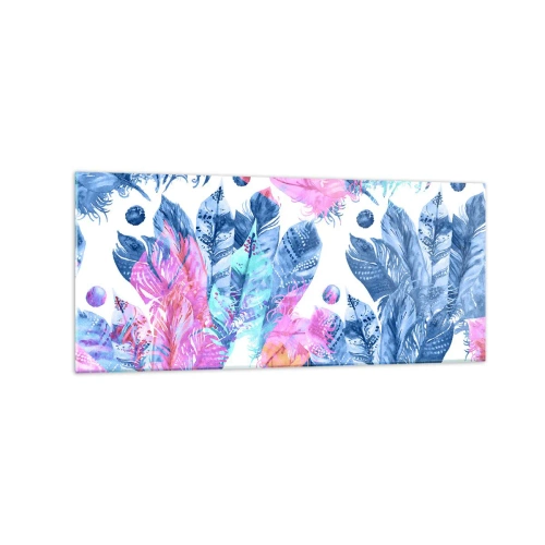 Glass picture - Pink and Blue Plumes - 120x50 cm