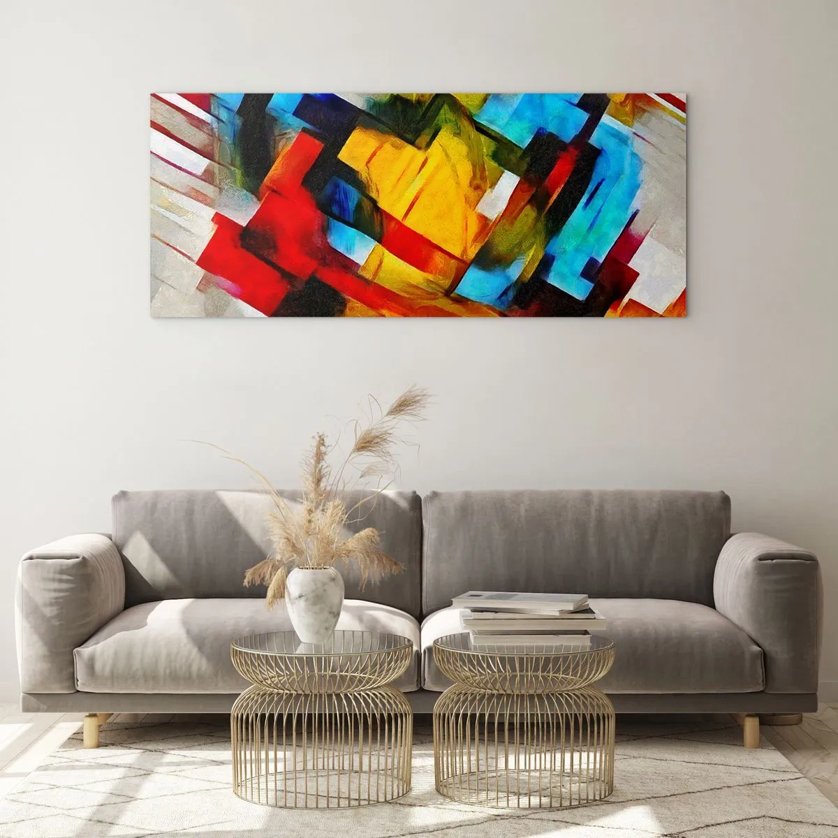 Glass picture - Colourful Quilt - 100x40 cm