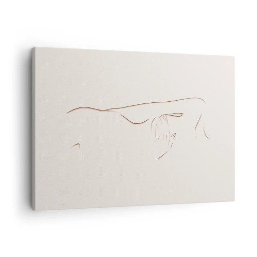 Canvas picture - A subtle line drawing of a silhouette against a light background - 70x50cm - Shape of Desire - Modern wall decoration for the living room and bedroom ARTTOR