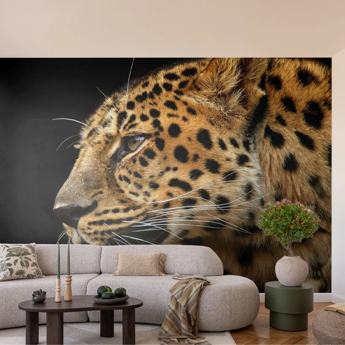Photo Wallpaper Standard Eco - Calm, Focused, Ready - Animals, leopard, Africa - 150x105 cm