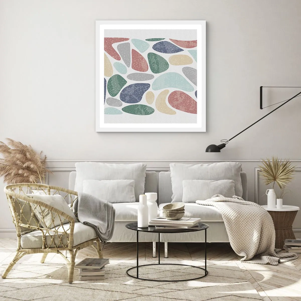 Poster in white frmae - Mosaic of Powdered Colours - 40x40 cm