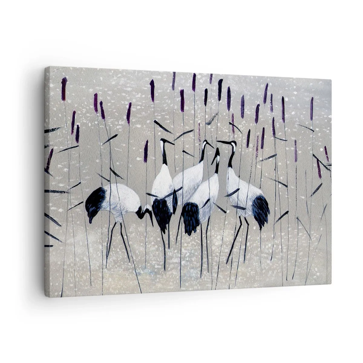 Canvas picture - Herons in the grass against a peaceful background - 70x50cm - Birds of Feather - Modern wall decoration for the living room and bedroom ARTTOR