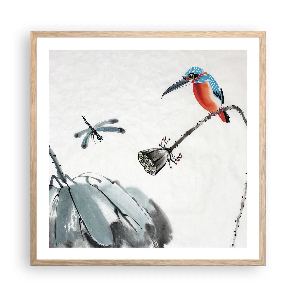 Poster in light oak frame - Life of a Meadow - 60x60 cm