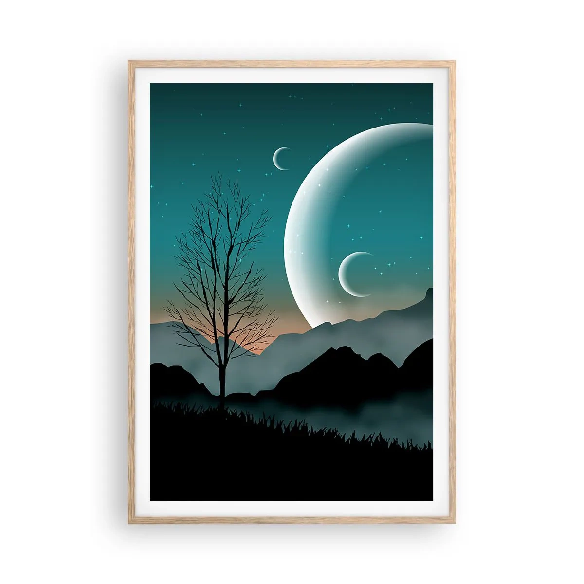 Poster in light oak frame - Carnival of a Starry Night - 70x100 cm