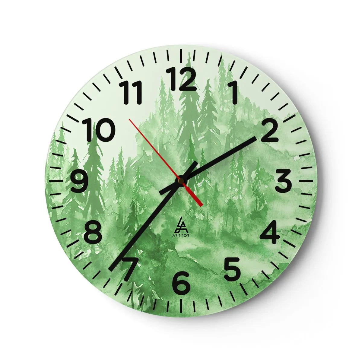 Wall clock - Clock on glass - Behind a Green Fog - 30x30 cm