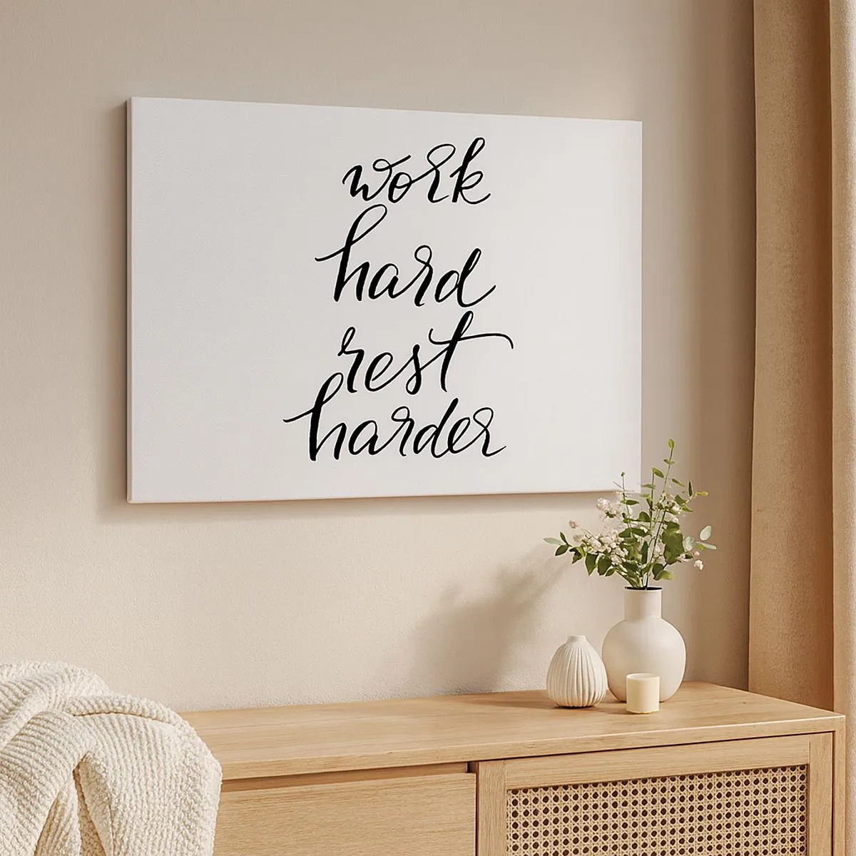 Canvas picture - Work hard rest harder quote on white background - 70x50cm - Life Balance - Modern wall decoration for the living room and bedroom ARTTOR