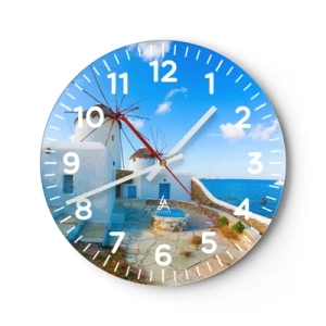 Wall clock - Clock on glass - Blue Wind from the Sea - 30x30 cm