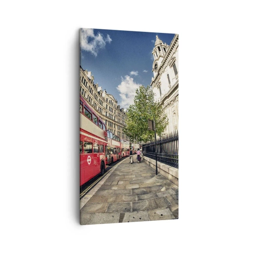 Canvas picture - London Street in Grey and Red - 45x80 cm