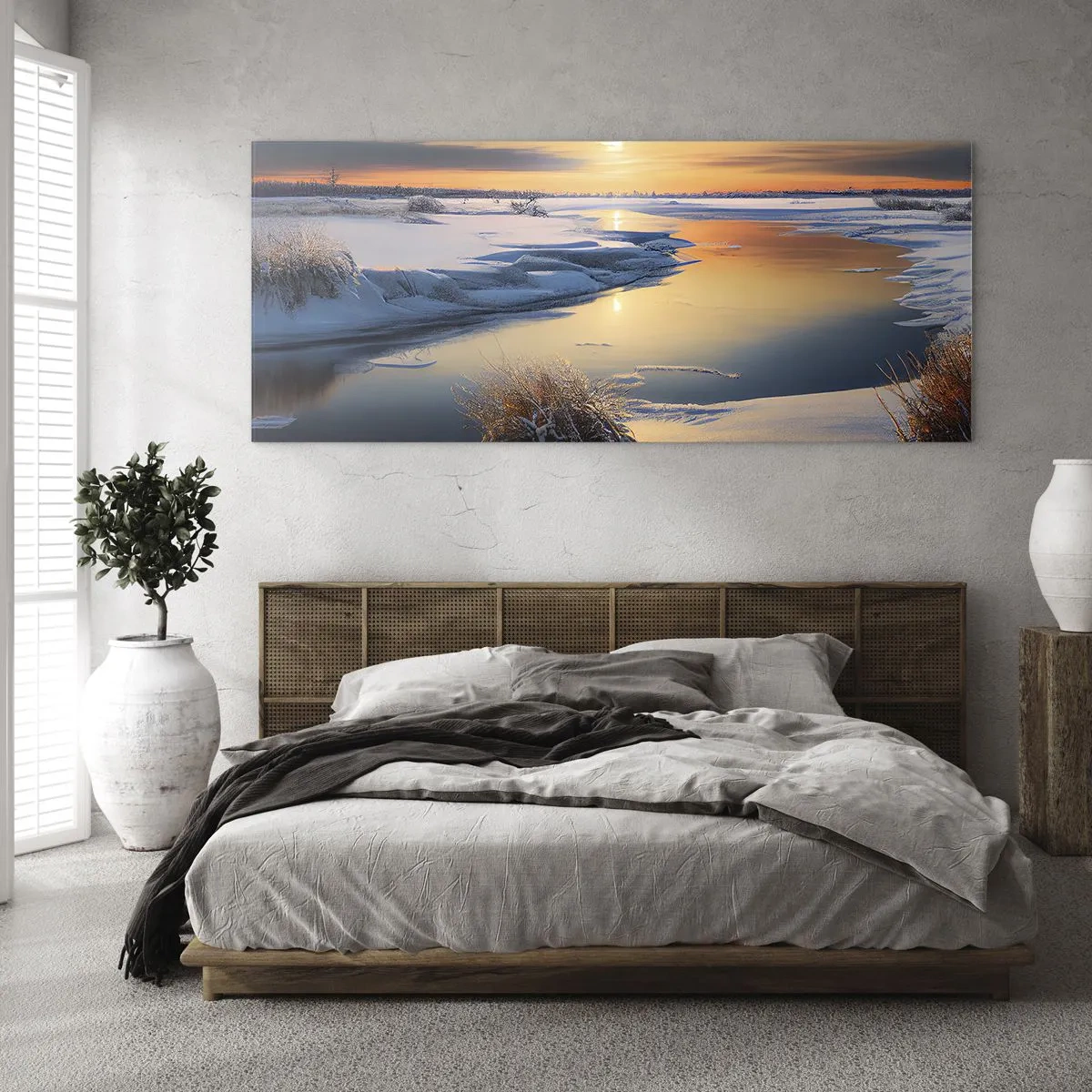 Glass picture - Winter Sunset - 90x30 cm