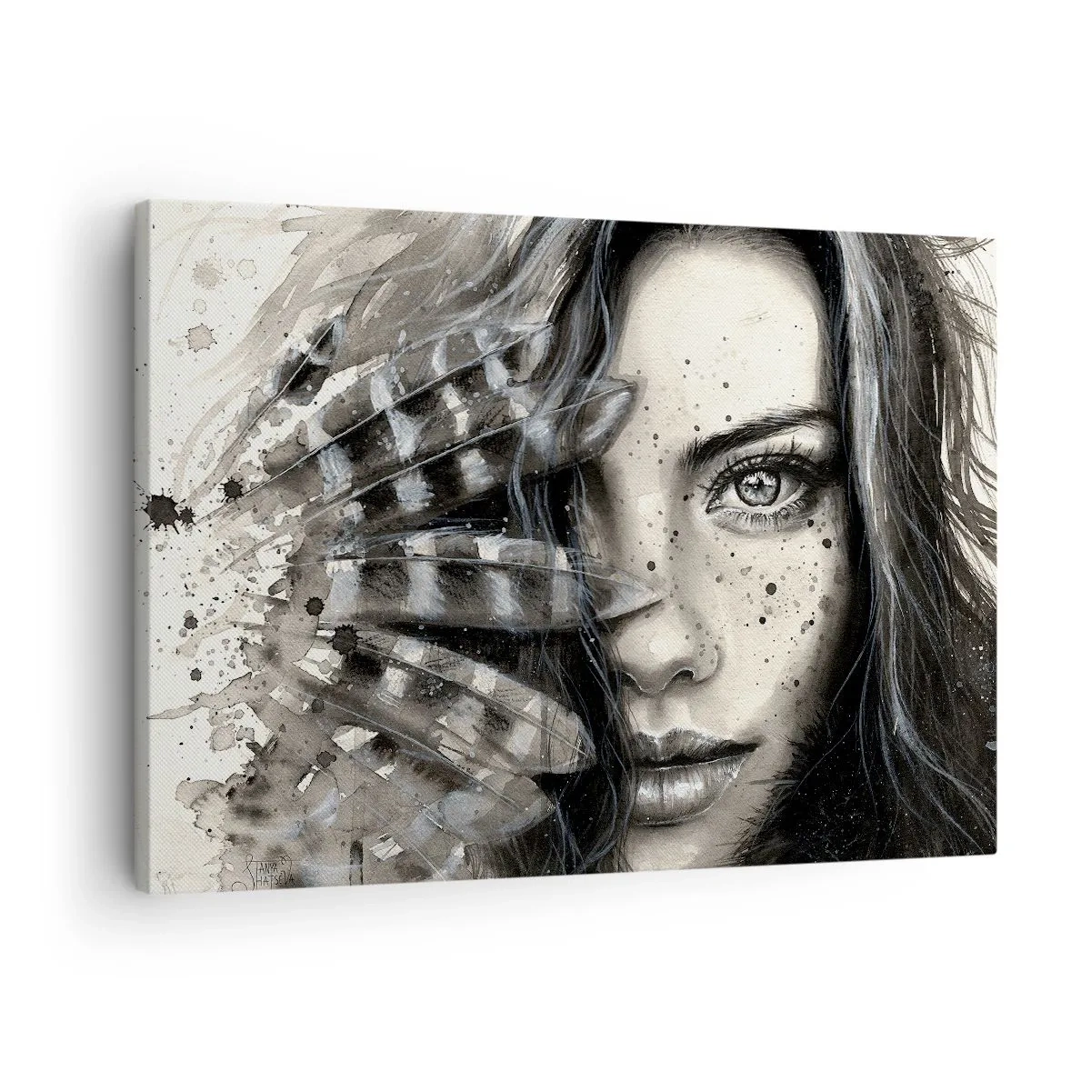 Canvas picture - Artistic portrait of a woman with abstract details - 70x50cm - Wild Beauty - Modern wall decoration for the living room and bedroom ARTTOR