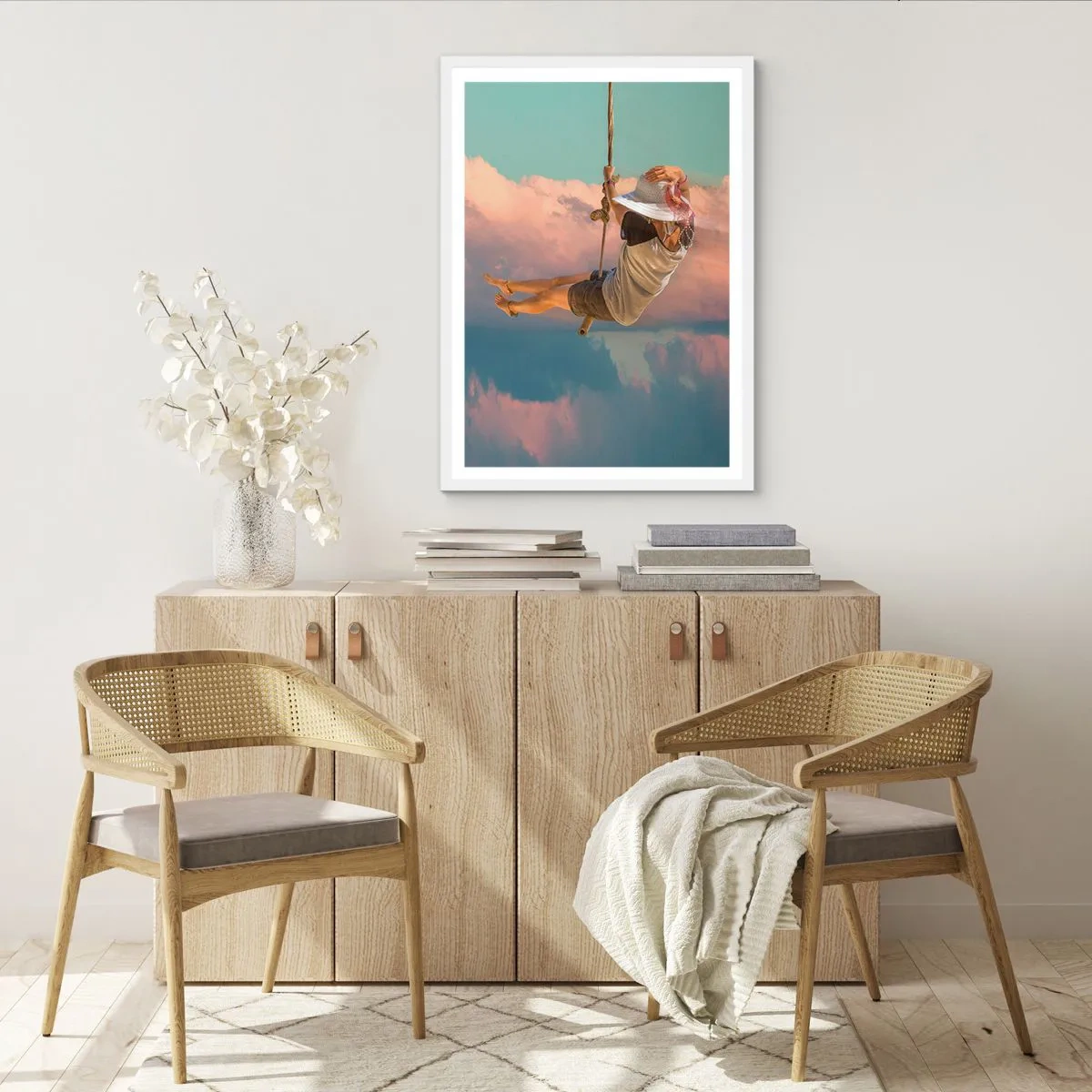 Poster in white frmae - Fun in the Clouds - 50x70 cm