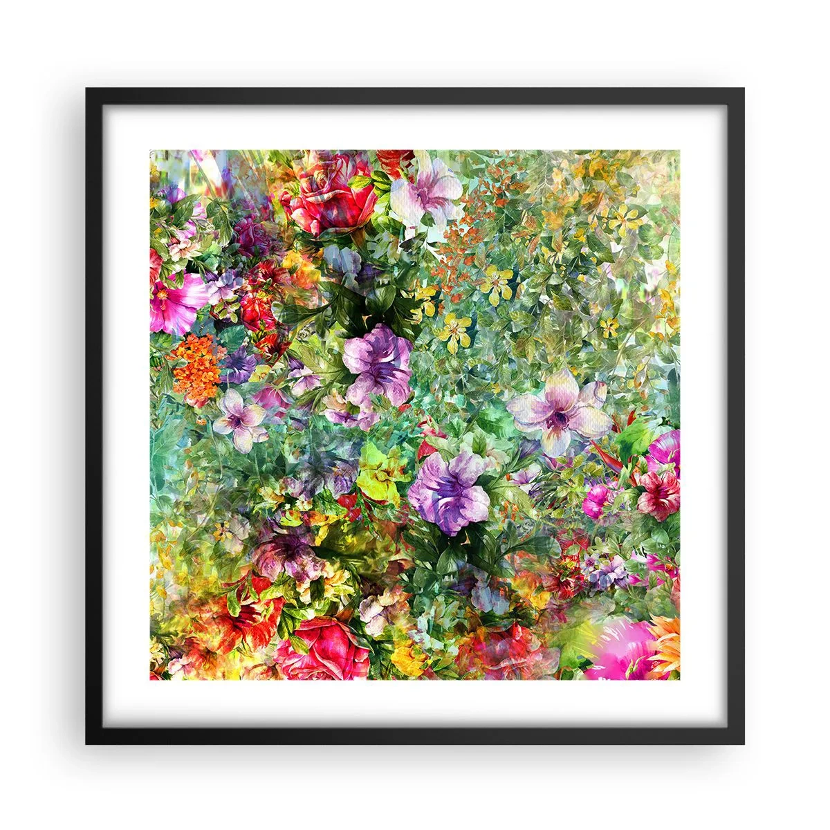 Poster in black frame - Lost in the Flowers - 50x50 cm