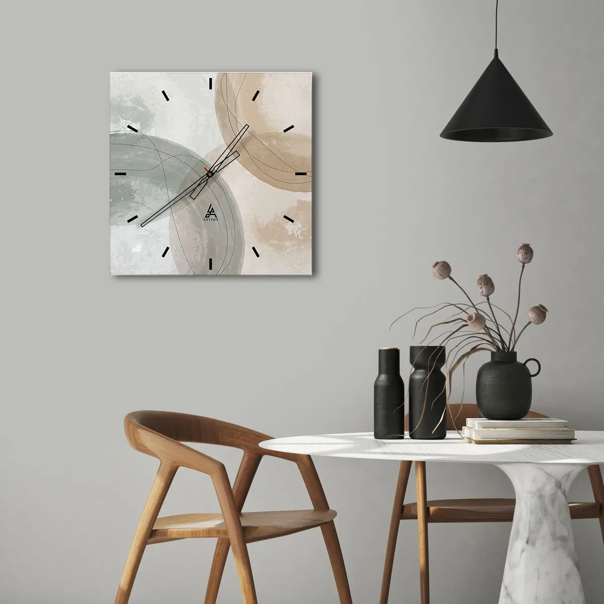 Wall clock - Clock on glass - Permeation of Worlds - 30x30 cm