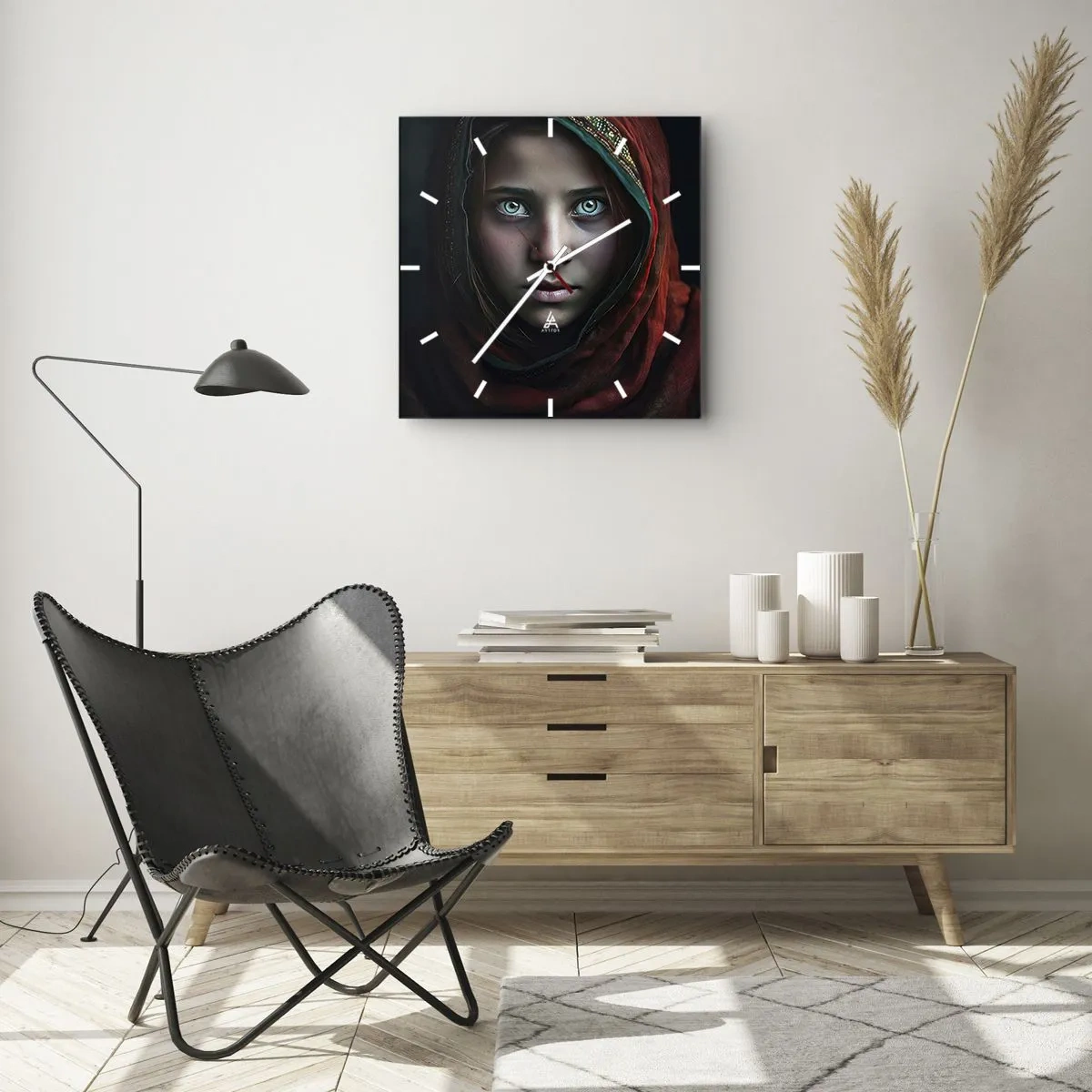 Wall clock - Clock on glass - Eastern Princess - 30x30 cm