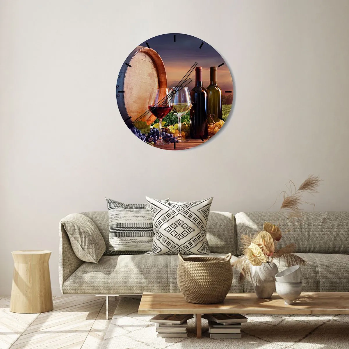Wall clock - Clock on glass - Here Life Is Full of Flavour - 30x30 cm