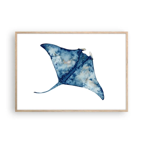 Poster in light oak frame - Life In Blue - 100x70 cm