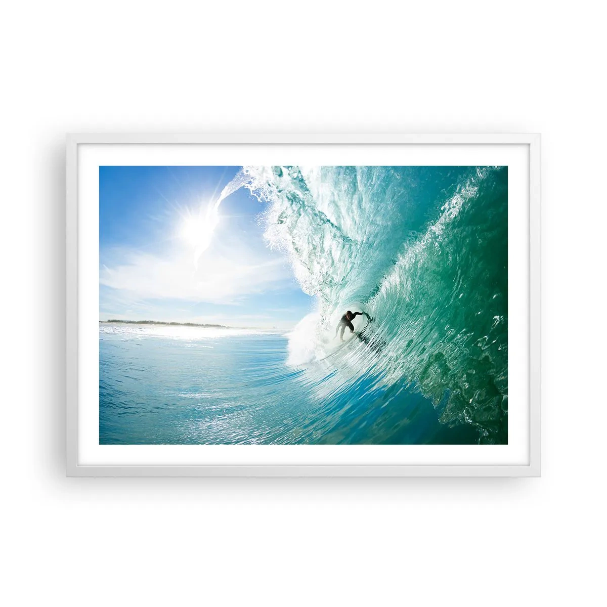 Poster in white frmae - Riding the Wave - 70x50 cm