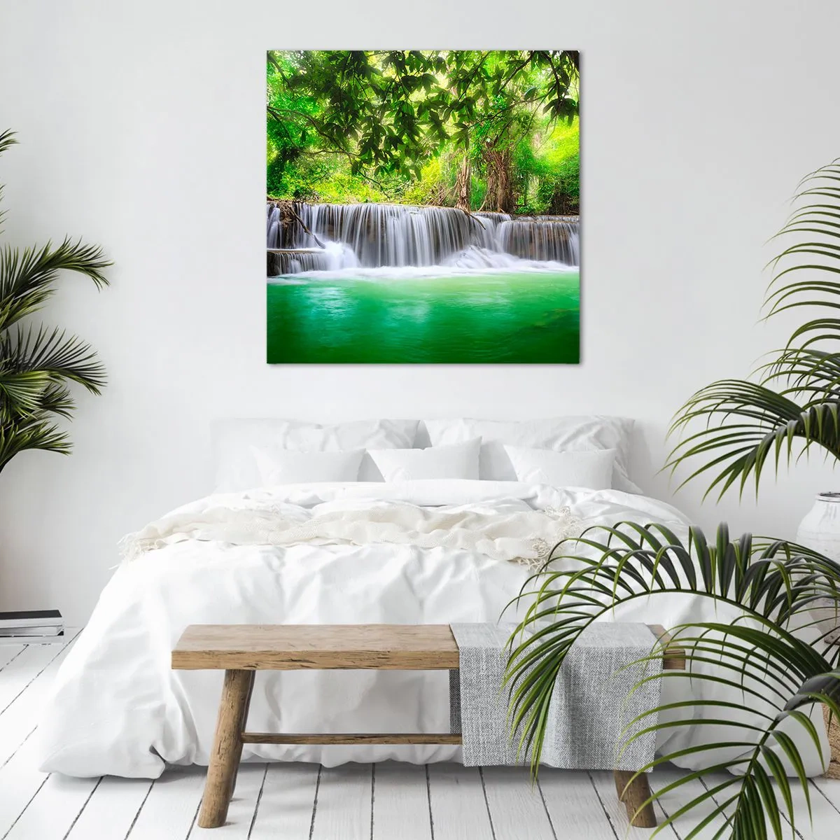 Canvas picture - Cascade in Green - 40x40 cm