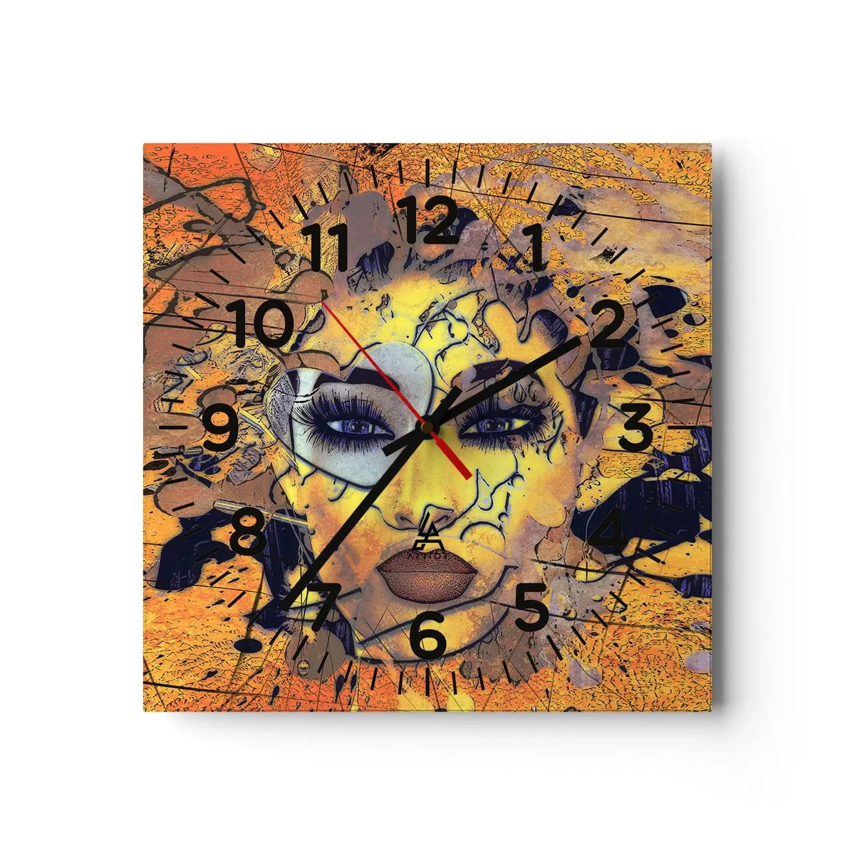 Wall clock - Clock on glass - Sunny Beauty - 30x30 cm