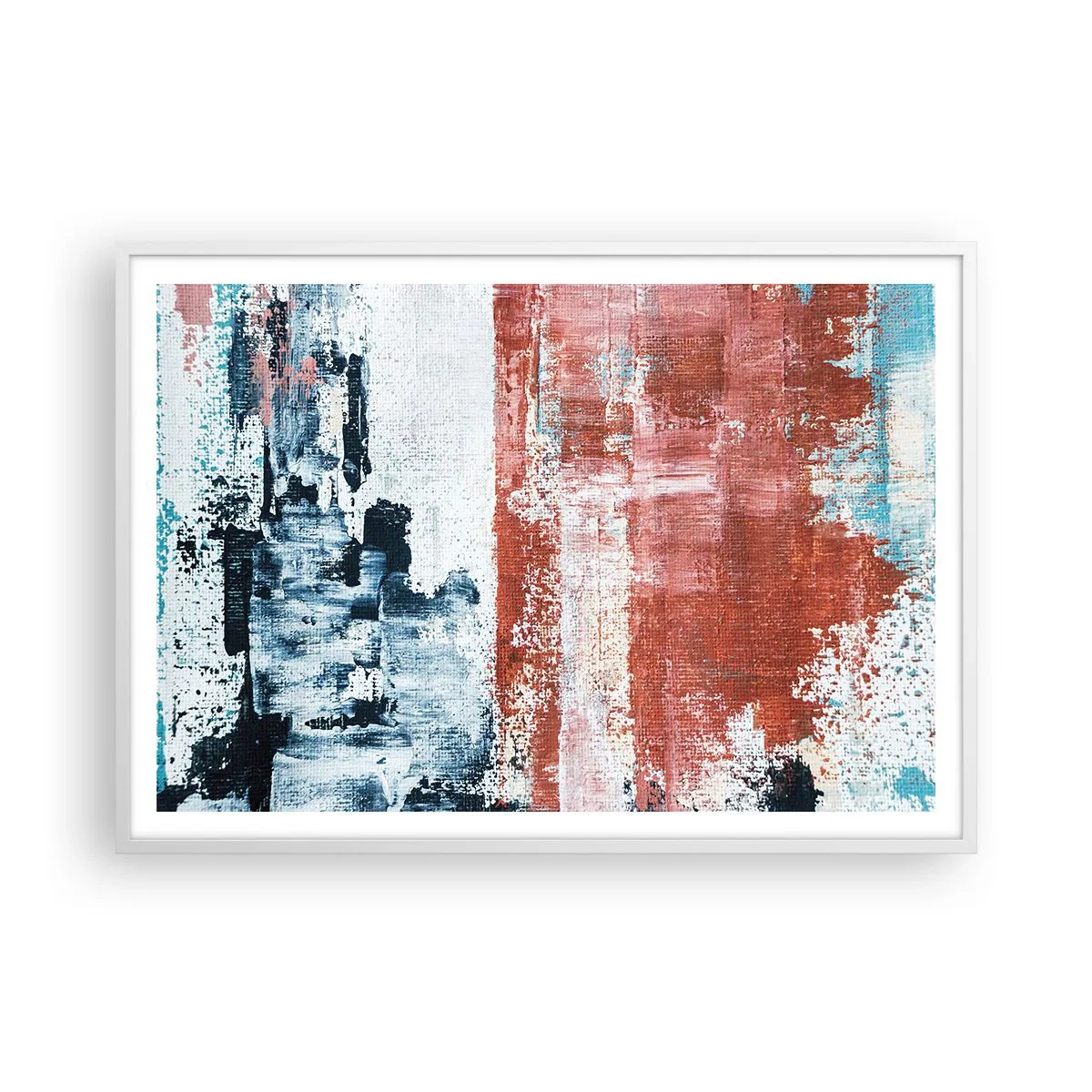 Poster in white frmae - Abstract Fifty Fifty - 100x70 cm
